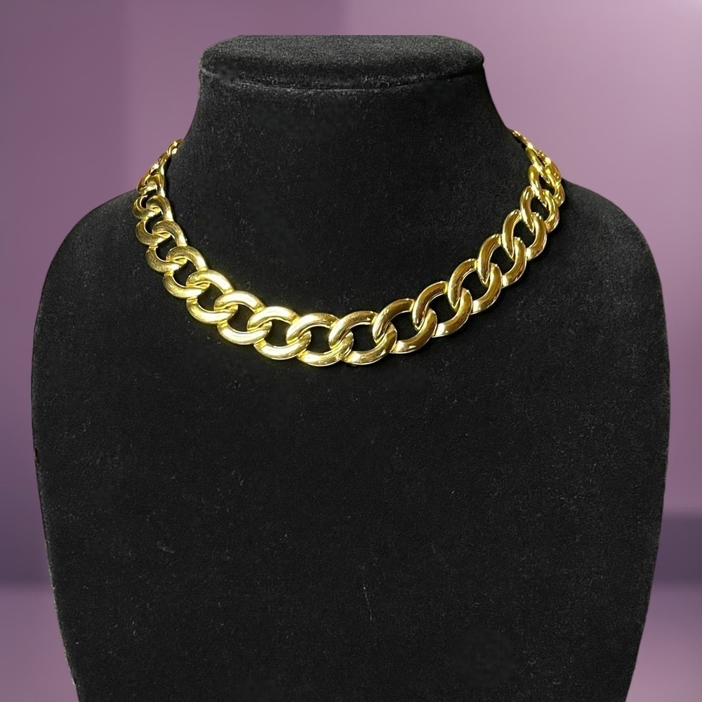 Vintage Napier Cuban Link Necklace Women’s Gold Tone Choker Signed